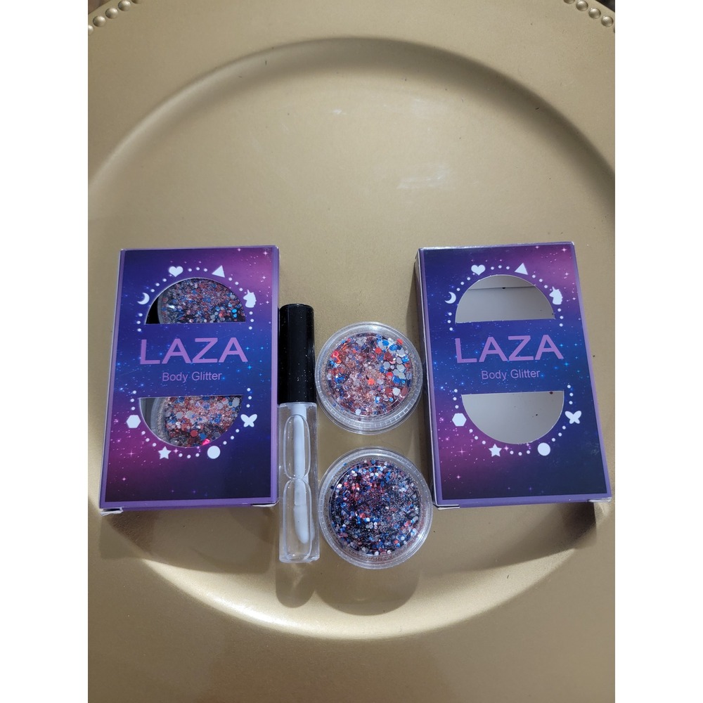 Laza Body Glitter Set Chunky Holographic Face Hair Makeup with Adhesive Gel set